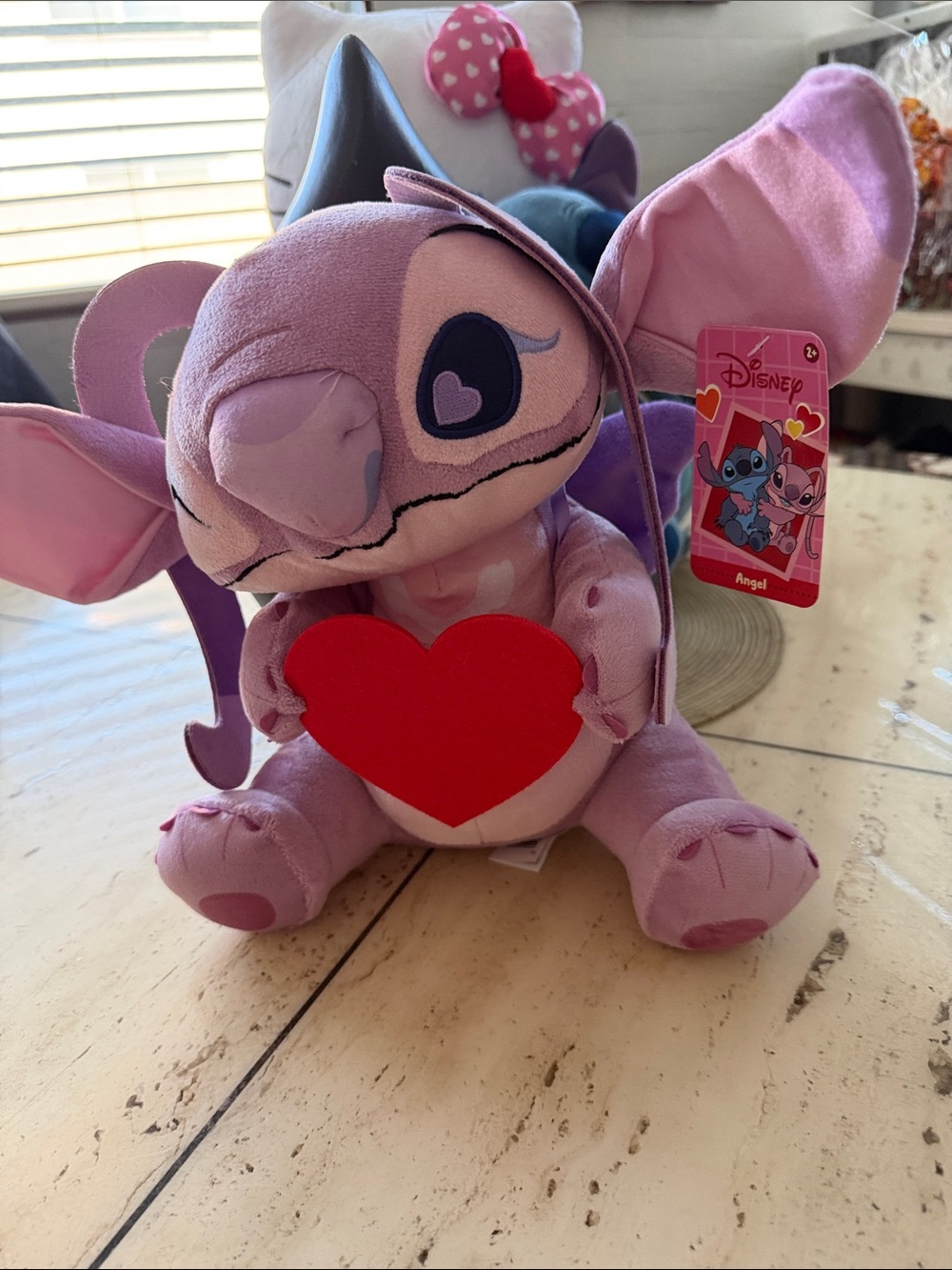 Disney Angel Plush 12" in Lavender and Pink with Red Heart & Wings NWT